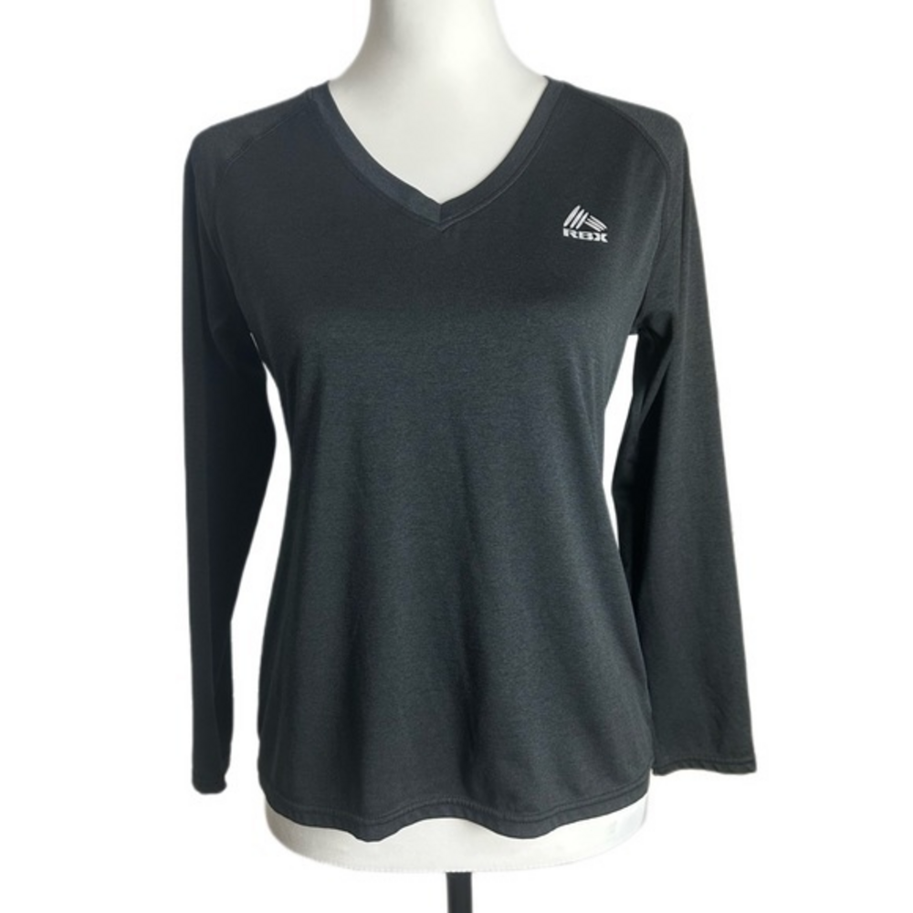 RBX Active‎ V-Neck Long Sleeve Performance Shirt Charcoal Grey Womens Medium